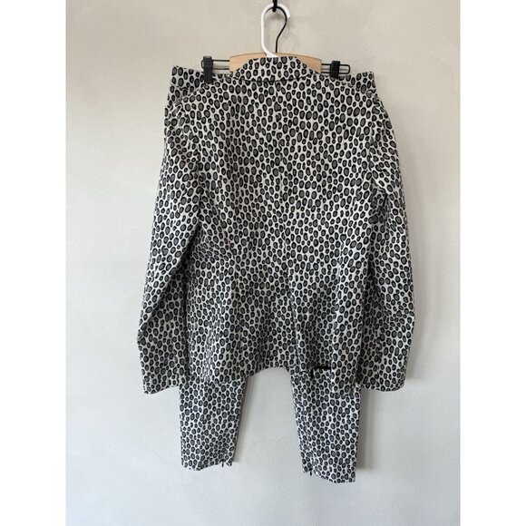 Rachel Zoe Pants Suit Blazer Top Shirt Set 8 10 Gray Black Polka Dot Trouser - Picture 2 of 7